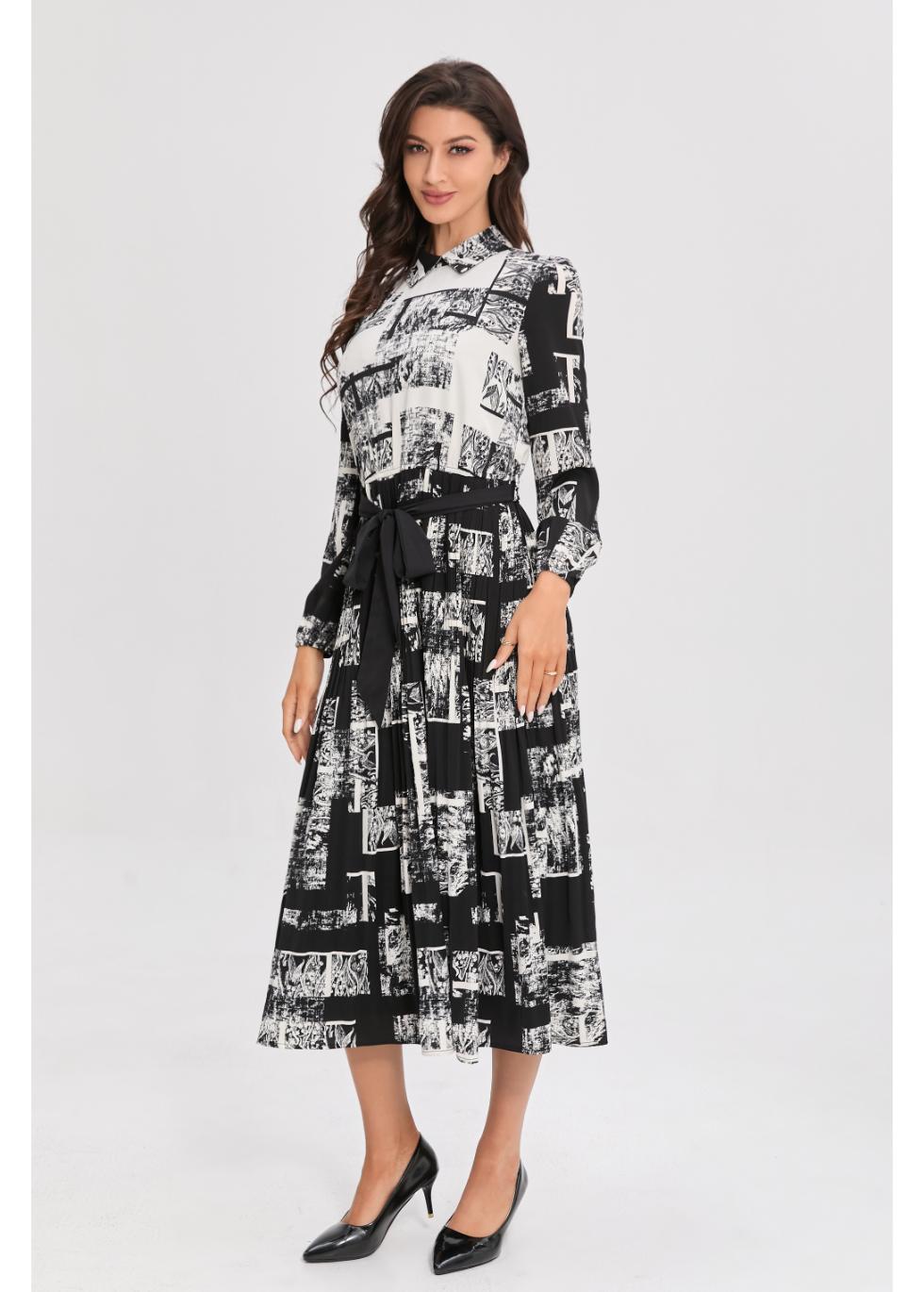 Noir Print Midi Dress
