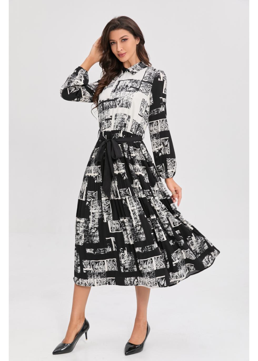 Noir Print Midi Dress