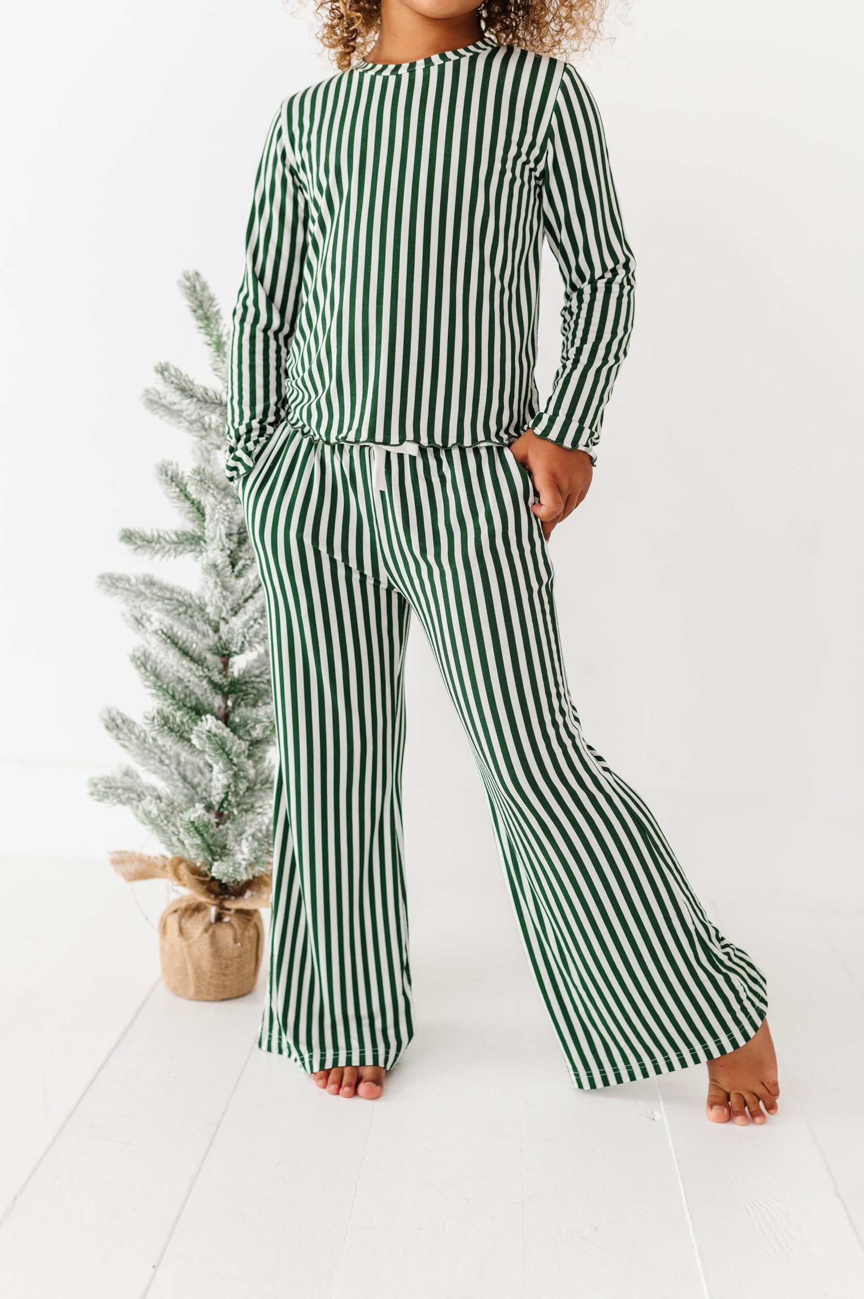 Green Stripes | GIRLS WIDE-LEG SET - By Baano