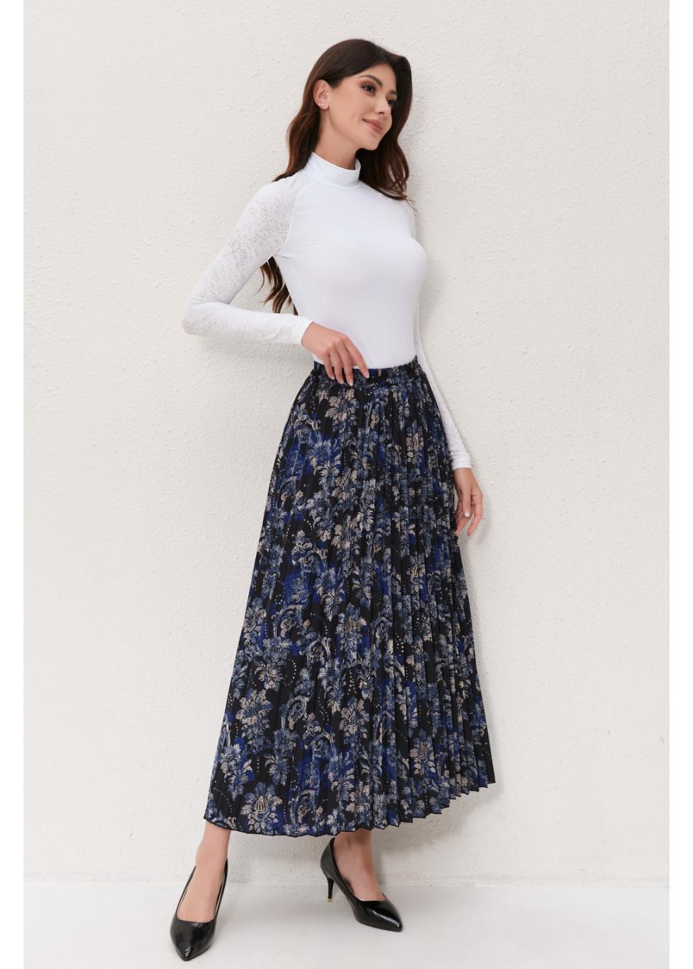 Midnight Bloom Pleated Skirt - By Baano