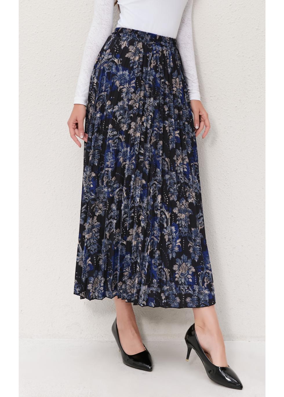 Midnight Bloom Pleated Skirt - By Baano
