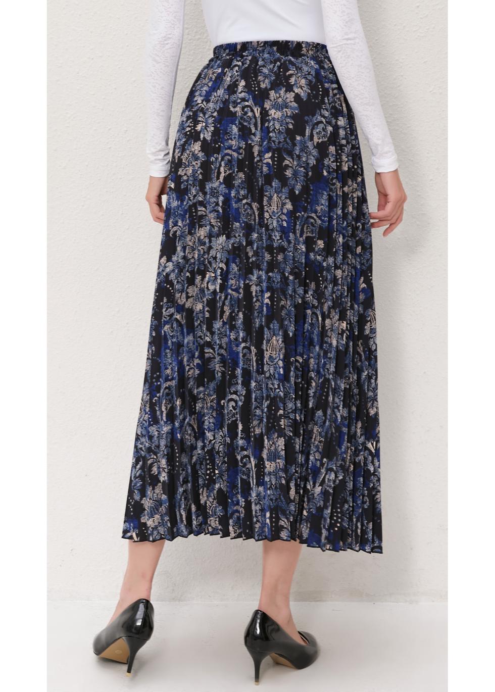 Midnight Bloom Pleated Skirt - By Baano