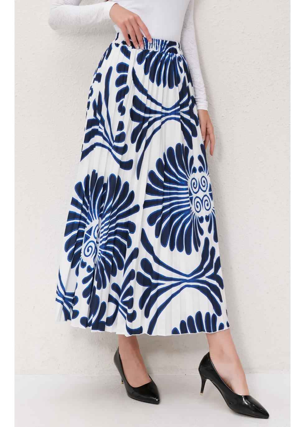 Ocean Petal Pleated Skirt