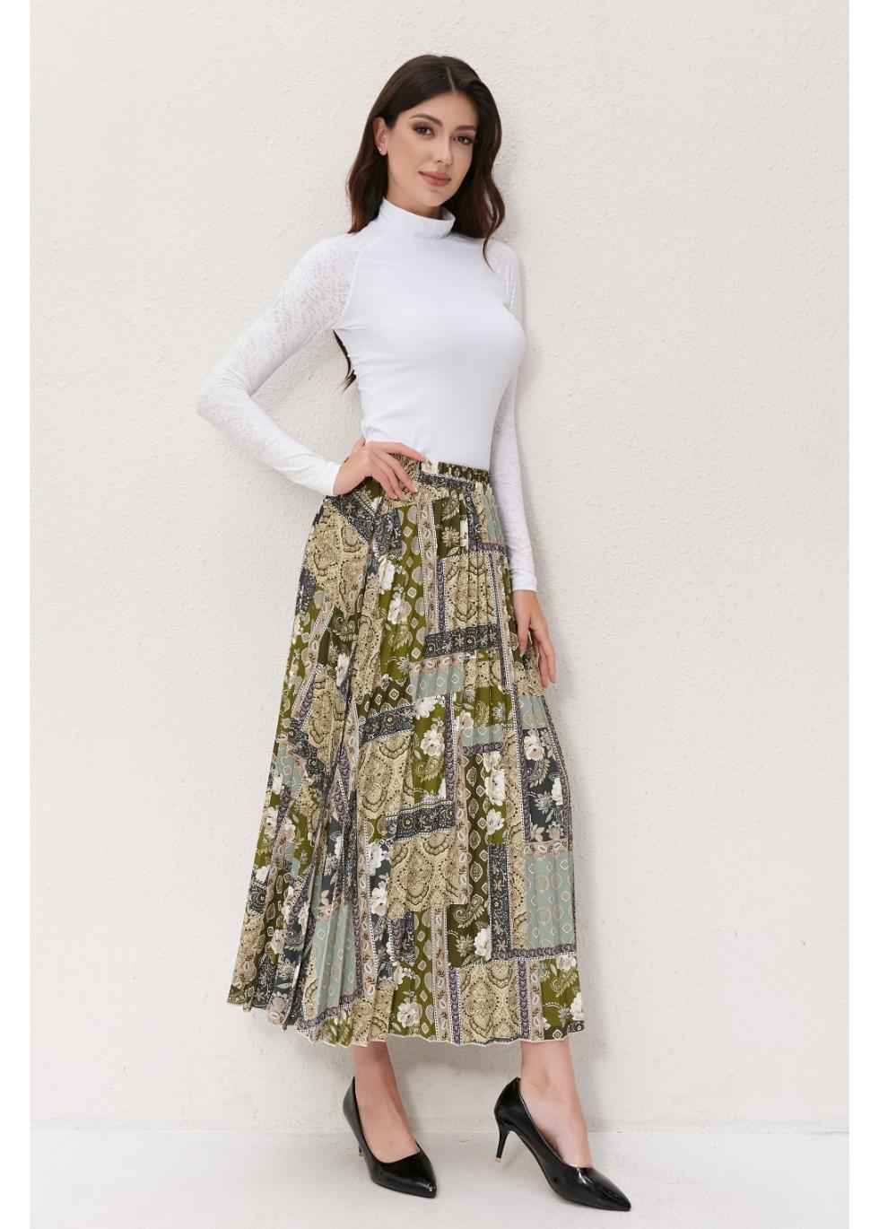Vintage Patchwork Midi Skirt