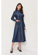 Denim Belted Midi Dress