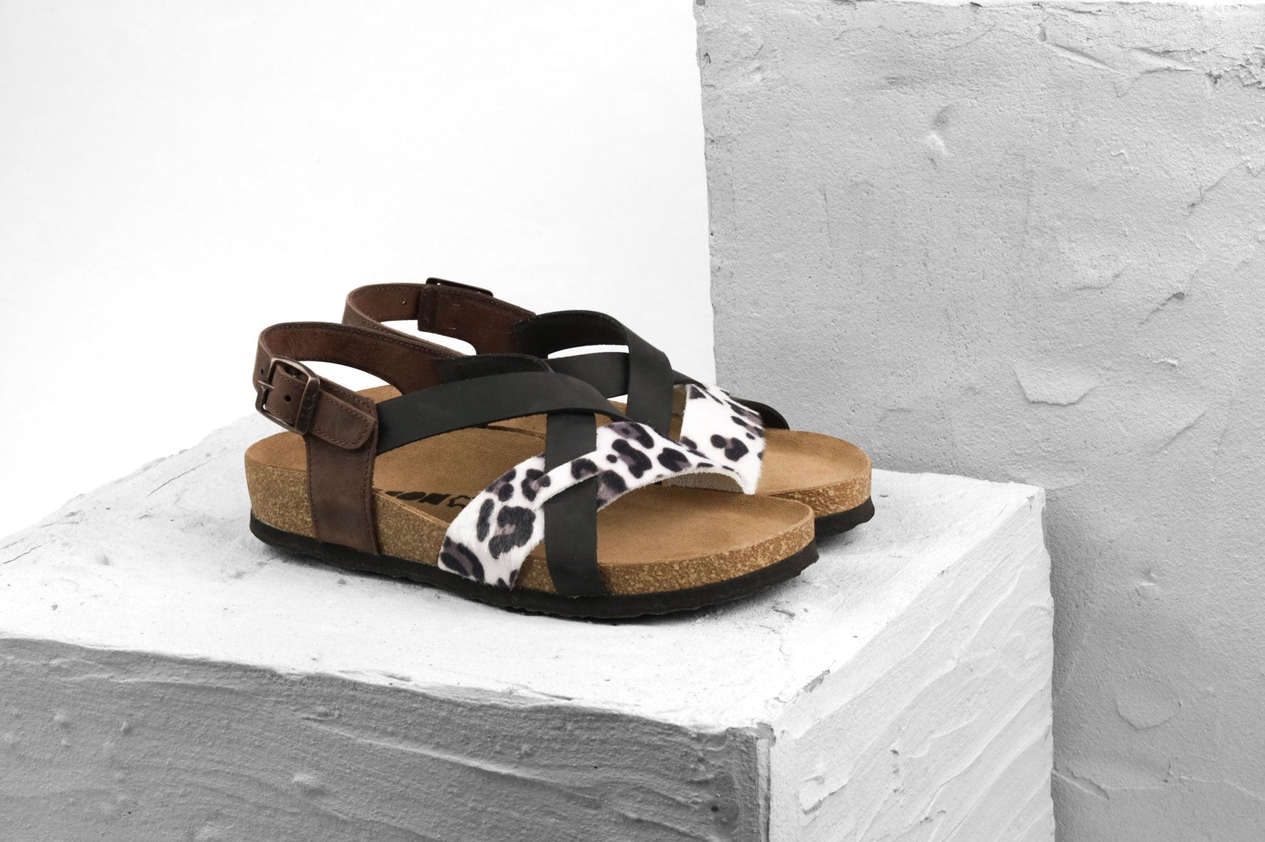 Noa by LEON- Women’s Leather Sandal- Ankle Strap with Adjustable Buckle & Arch Support