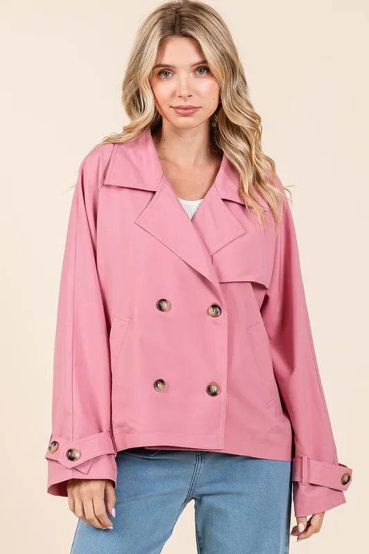 Mittoshop Double Breasted Long Sleeve Trench Coat Jacket - By Baano