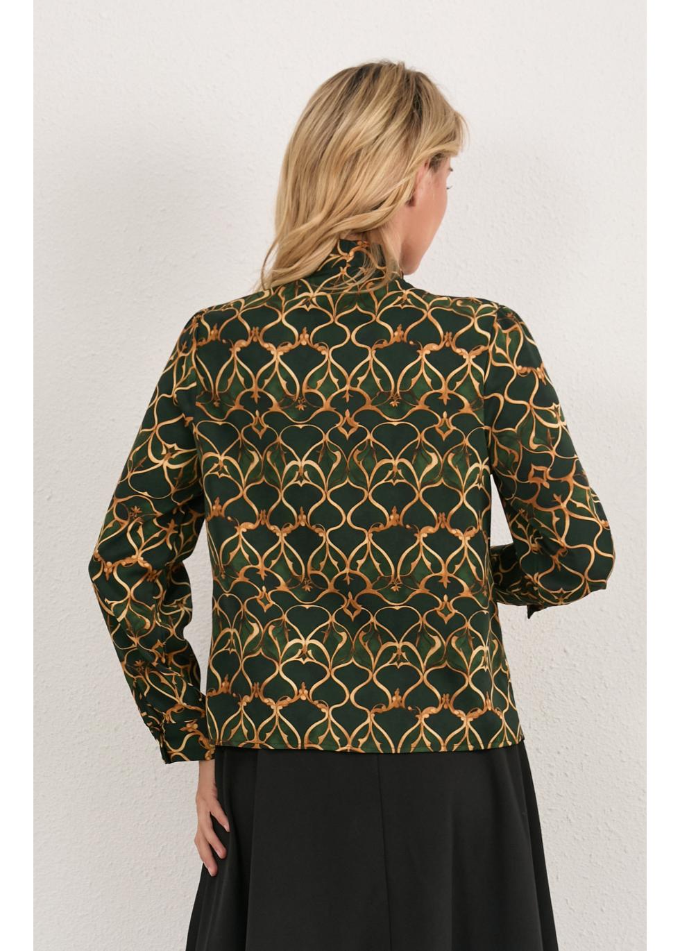 Olive Short Bow Blouse