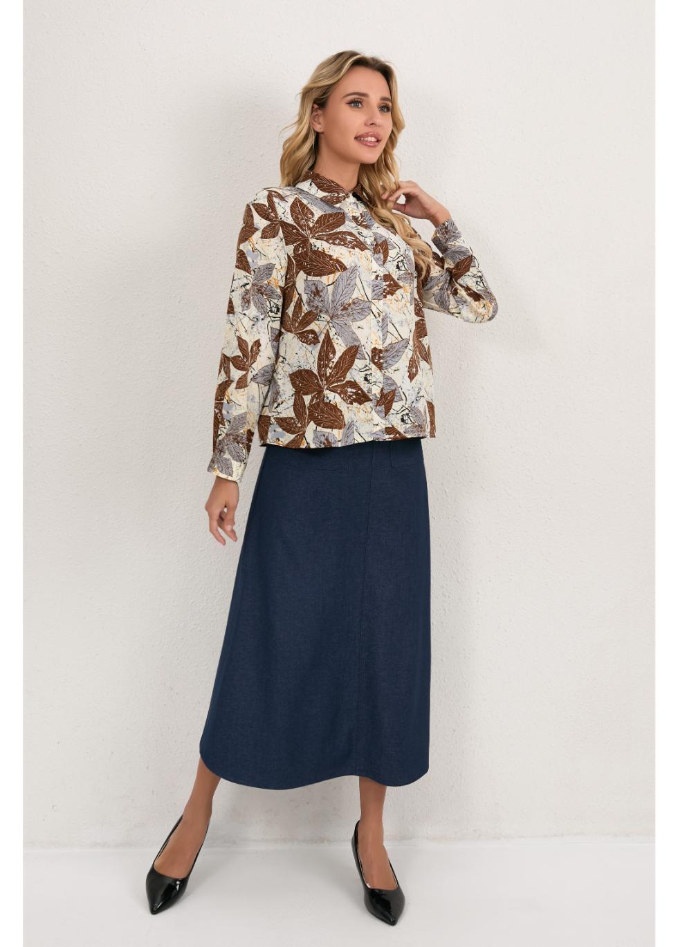 Harbor Blue Pocket Midi Skirt