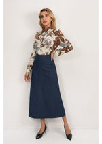 Harbor Blue Pocket Midi Skirt