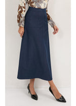 Harbor Blue Pocket Midi Skirt