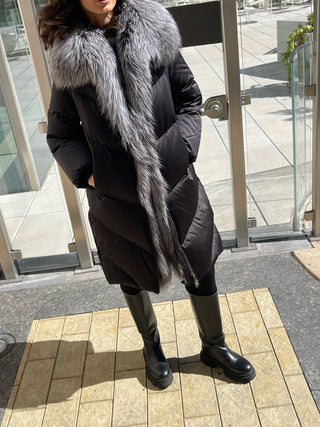 Amandine Genuine Silver Fox Down Parka - By Baano