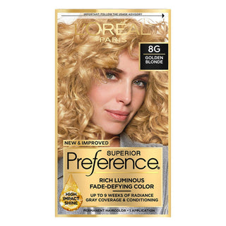 Superior Preference L'Oreal Paris Fade-Defying Shine Permanent Hair Color, 8G Golden Blonde, 1 Kit