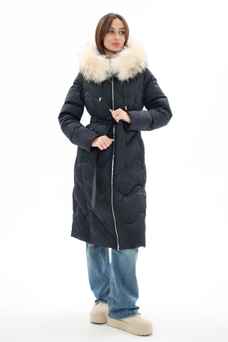 Genuine Fur Trim Down Fill Coat - By Baano