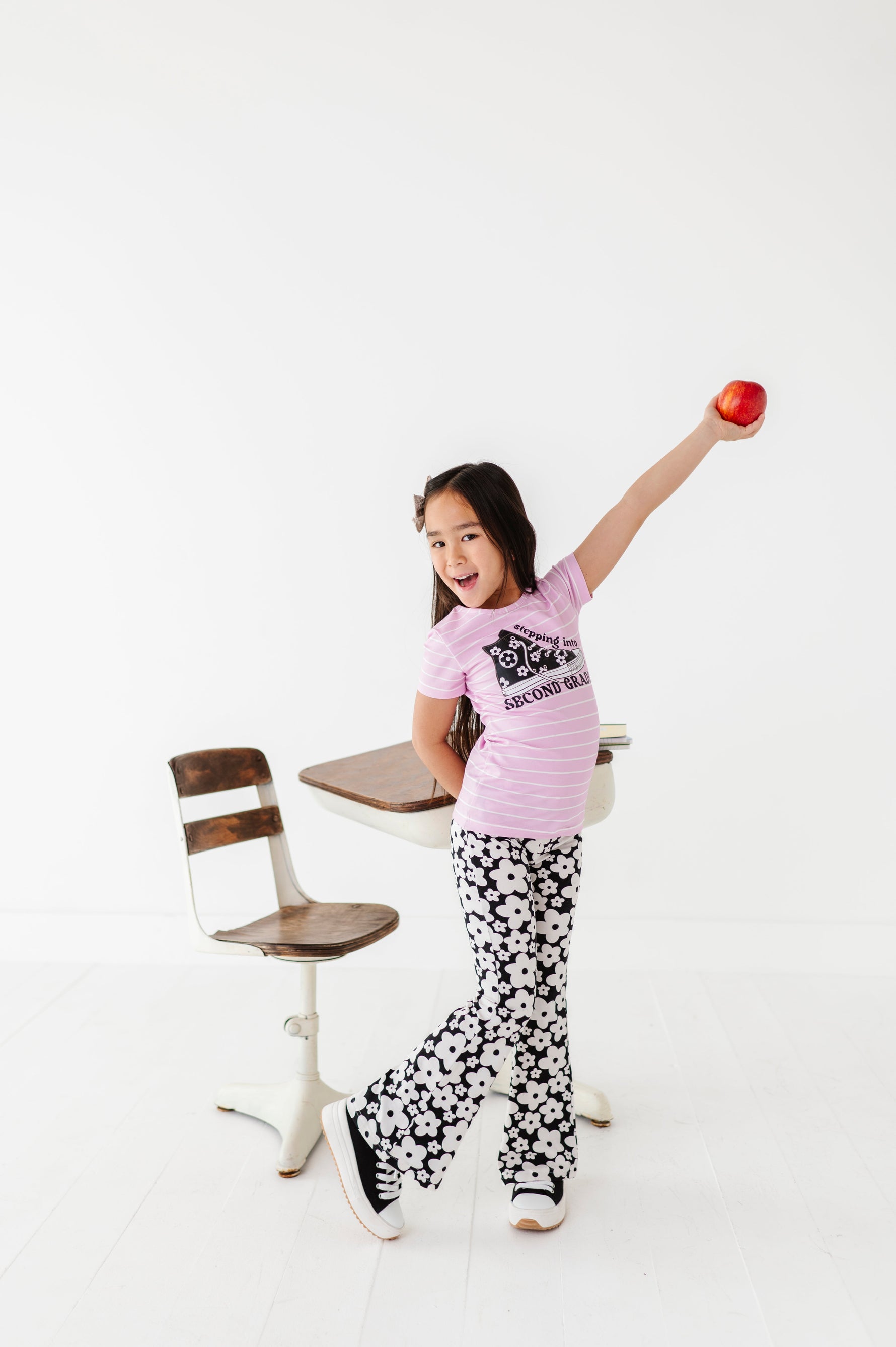 Retro Black and White Floral Flares - By Baano