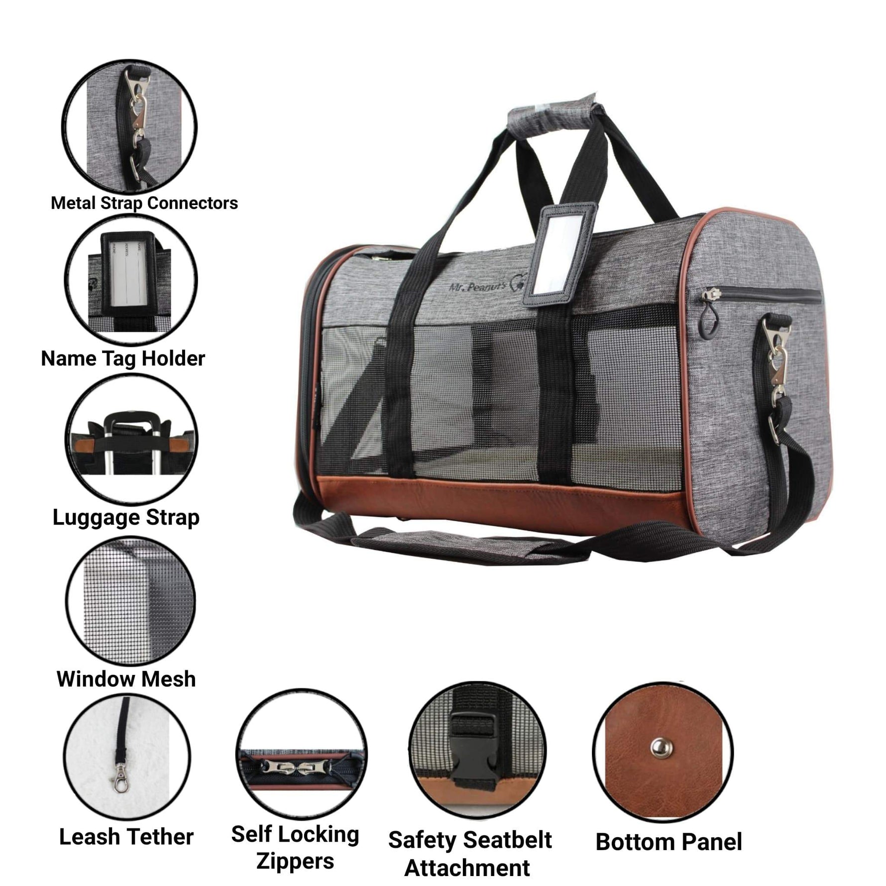 Mr. Peanut's Rhodium Series Mini Size Soft Sided Pet Carrier - Note Sizing in Description Mr. Peanut's Pet Carriers
