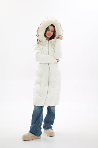 Genuine Fur Trim Down Fill Coat - By Baano