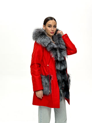 Genuine Silver Fox Fur Rabbit Fur Insulated Parka - By Baano