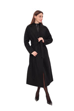 Cambridge Comfort Wraparound Wool Cashmere Coat in Black
