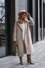 Emily Classic Wool Blend Overcoat in Ivory