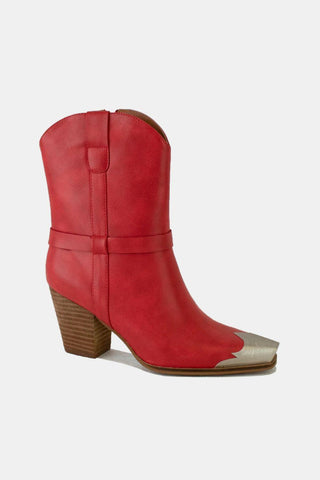 Mayfair Faux Leather Metal Toe Ankle Boots - By Baano