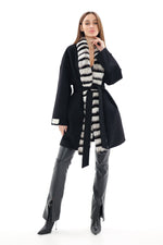 Genuine  French Orylag Fur Italian Cashmere Wool Coat 85cm