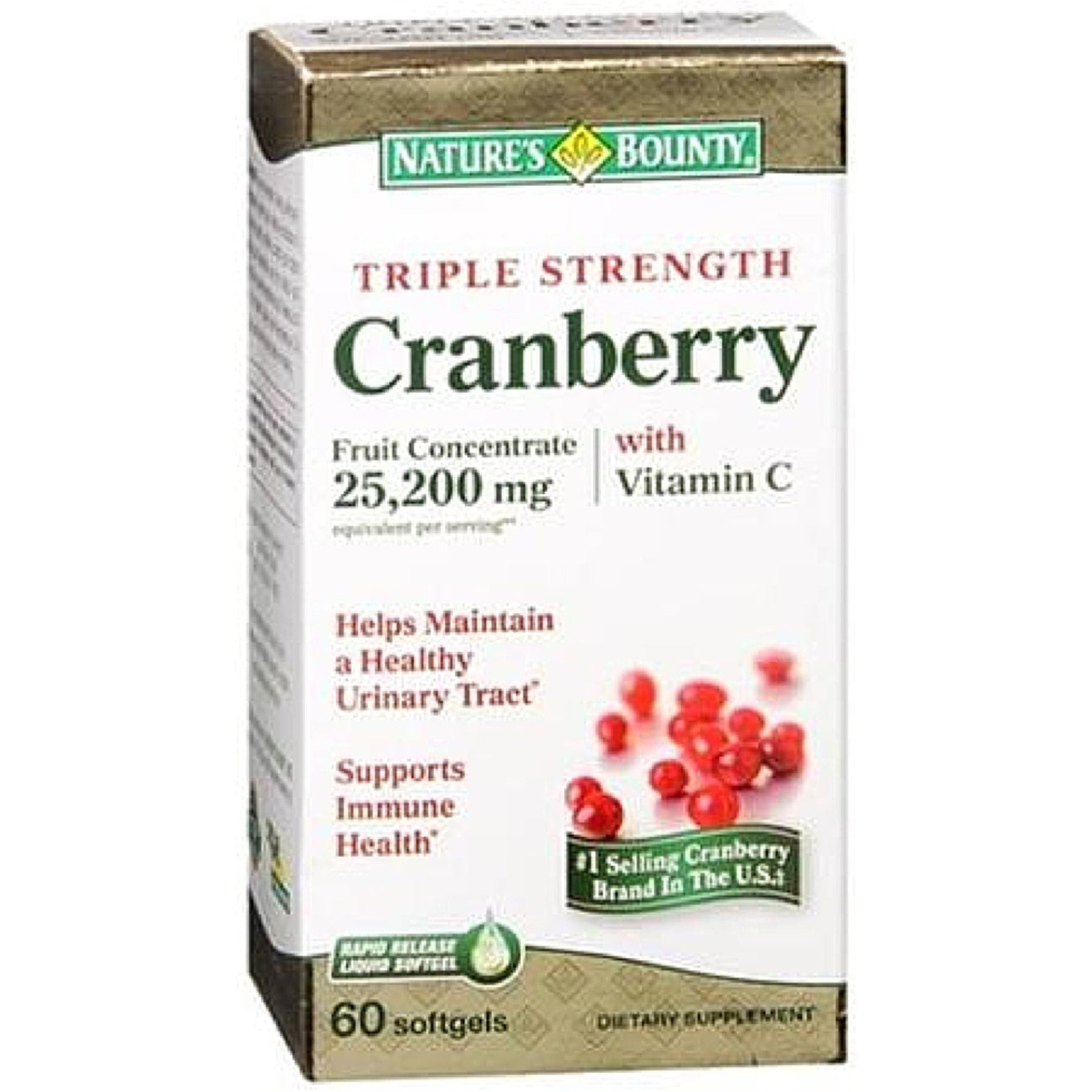 Nature's Bounty Triple Strength Natural Cranberry Vitamin C Softgels