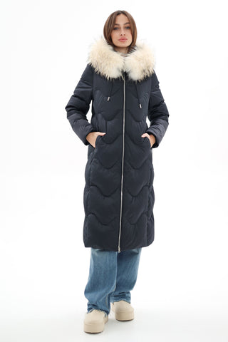 Genuine Fur Trim Down Fill Coat - By Baano