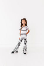 Retro Black and White Floral Flares - By Baano