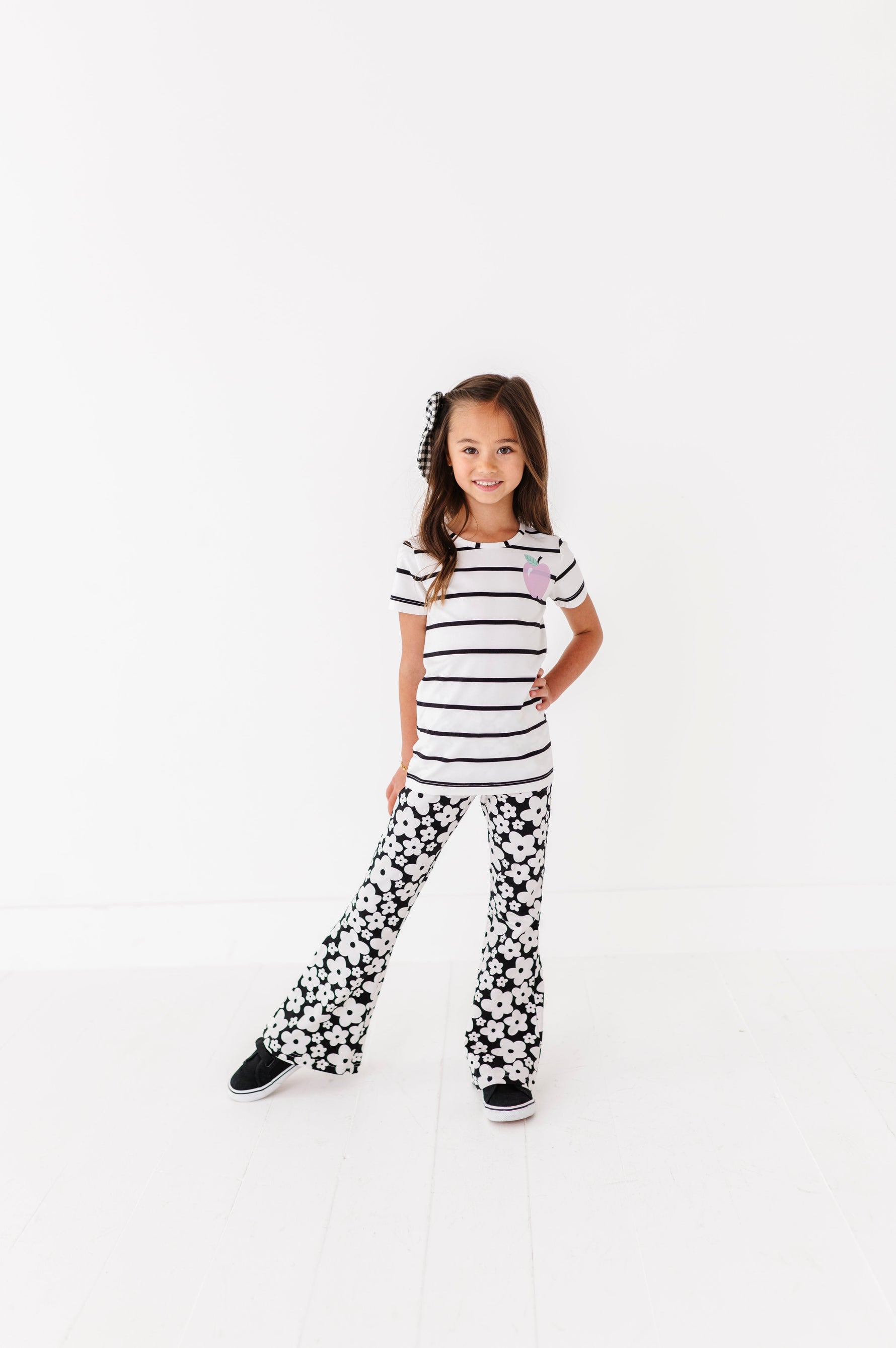 Retro Black and White Floral Flares - By Baano