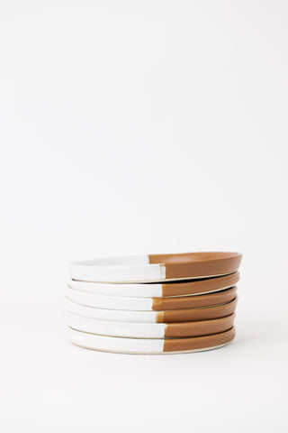 Waylon Appetizer Plate - Brown/White - Set of 6