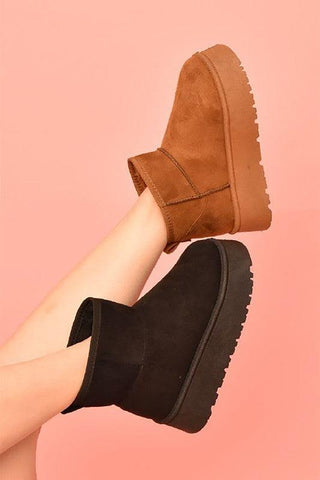 WILD DIVA Suede Round Toe Platform Booties - By Baano