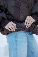 Chantal Genuine Fur Trim Down Fill Coat in Chocolate