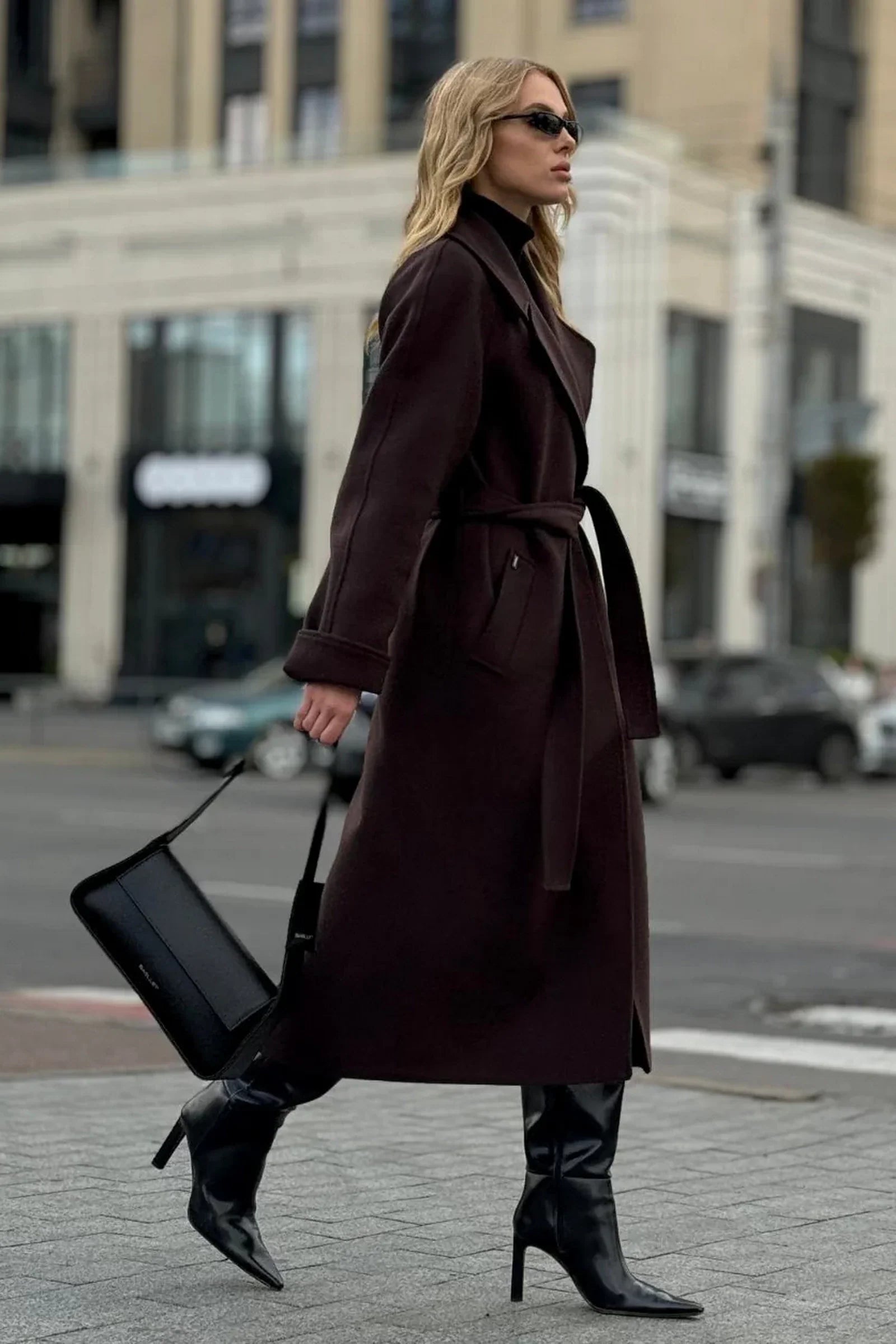 Emily Classic Wool Blend Overcoat in Rich Chocolate