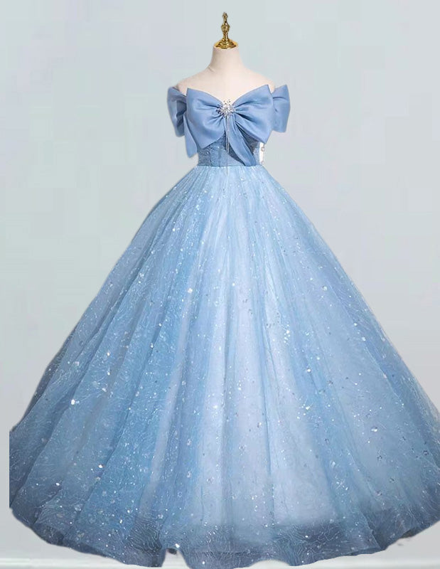 Blue Off-Shoulder Quinceanera Gown | Girls' Elegant Prom & Evening Dress