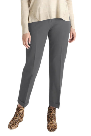 Peace of Cloth Mid Waist Belt Hoop Zipper Hoop Bar Button Closure Solid Folded hem Twill Pant - Glamourous Grace