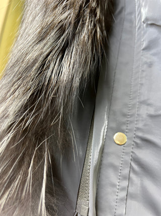 Genuine Silver Fox Fully Lined Hood Rabbit Insulated Parka - By Baano
