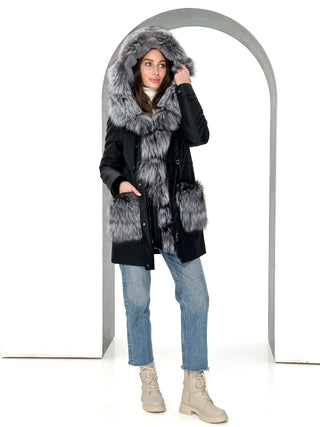 Genuine Silver Fox Fur Rabbit Fur Insulated Parka - By Baano