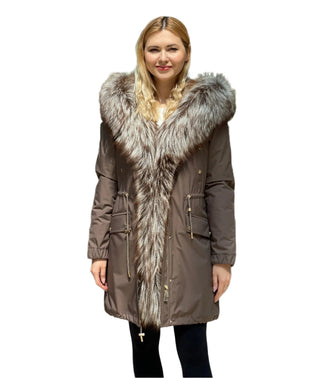 Silver Fox Fur Trim Rabbit Fur Insulated Parka - By Baano