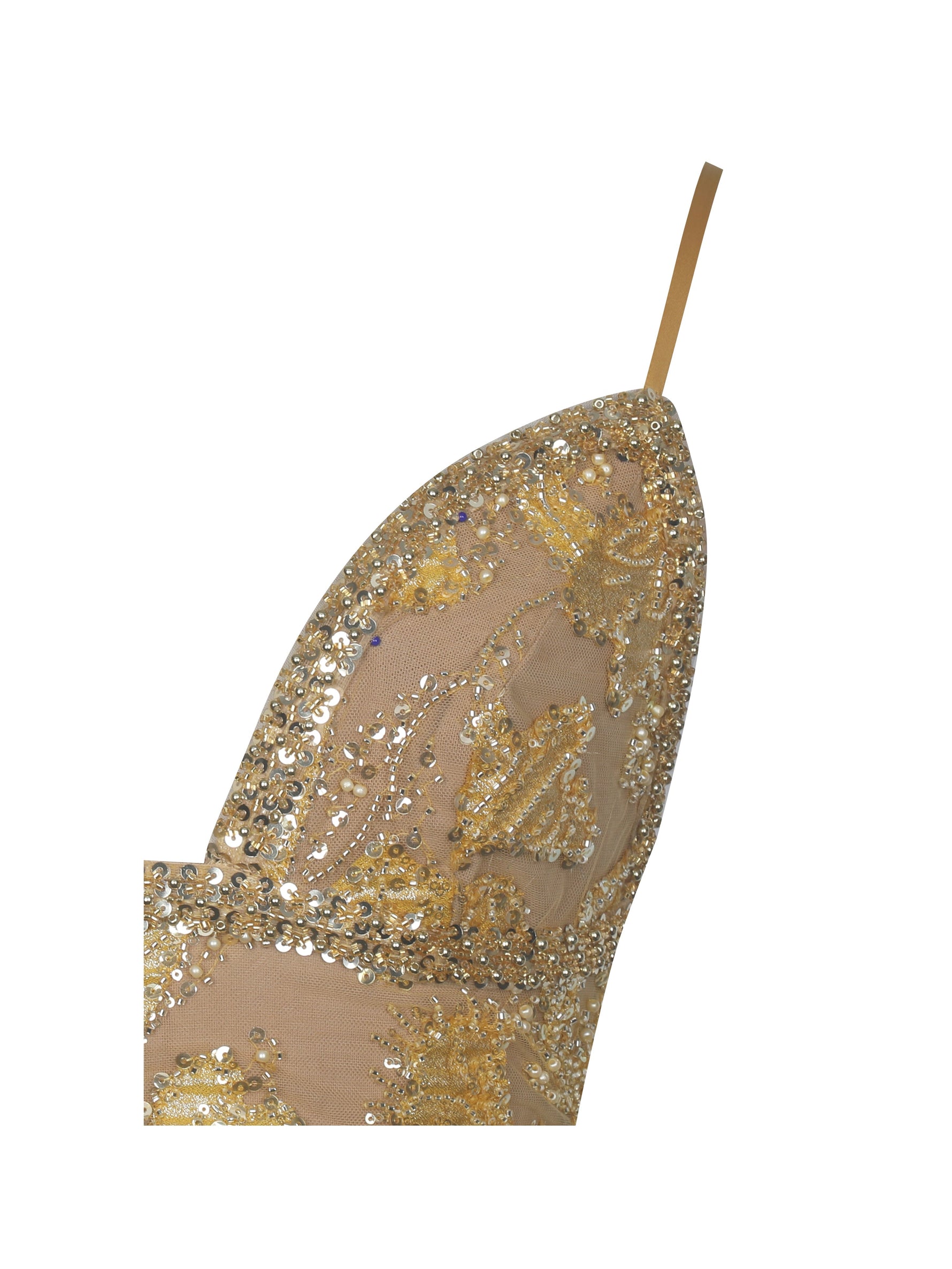 Edie Gold Beaded Sequin Midi Pencil Dress Miss Circle