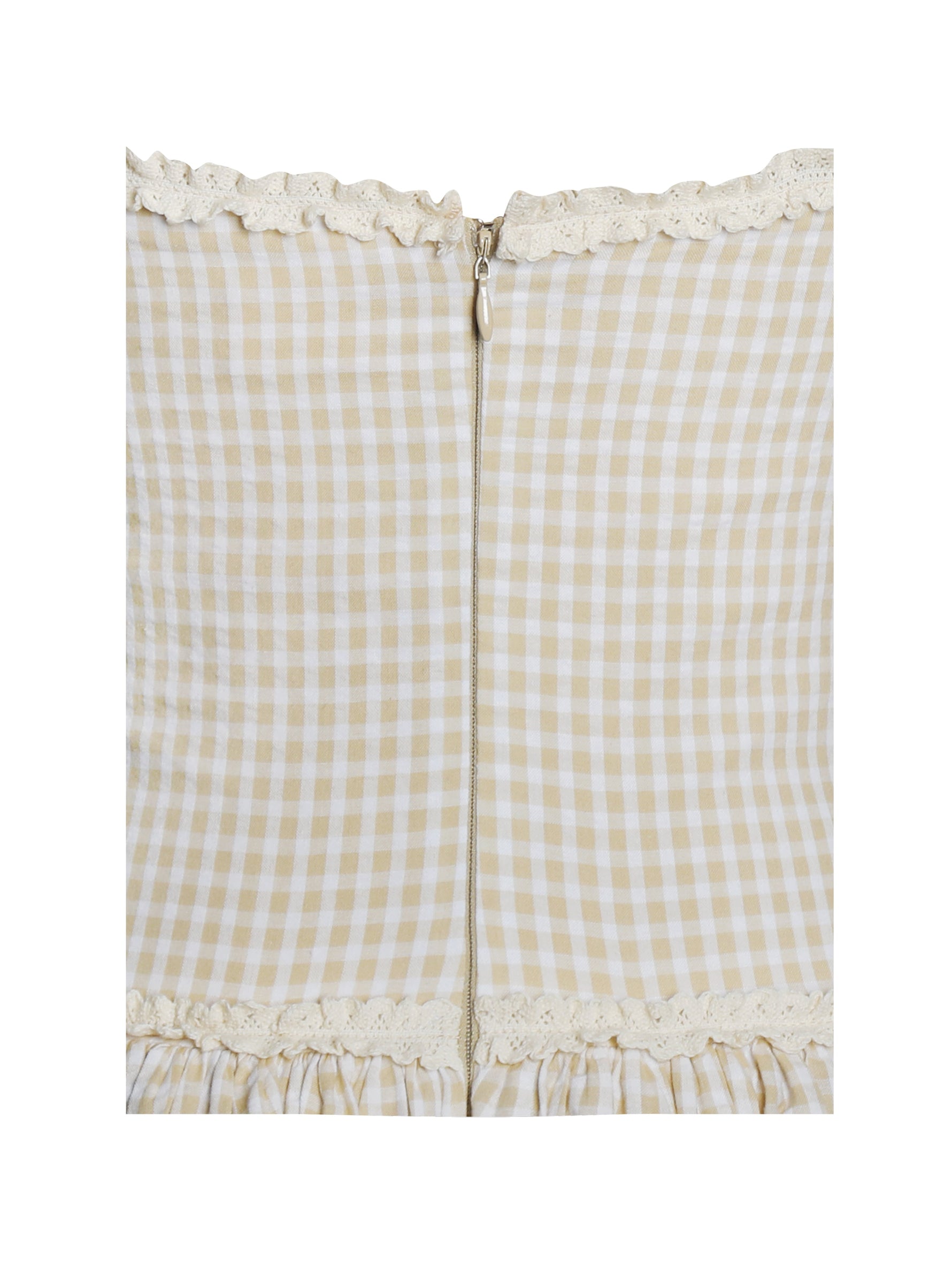 Idella Yellow Gingham U Neck Midi Dress