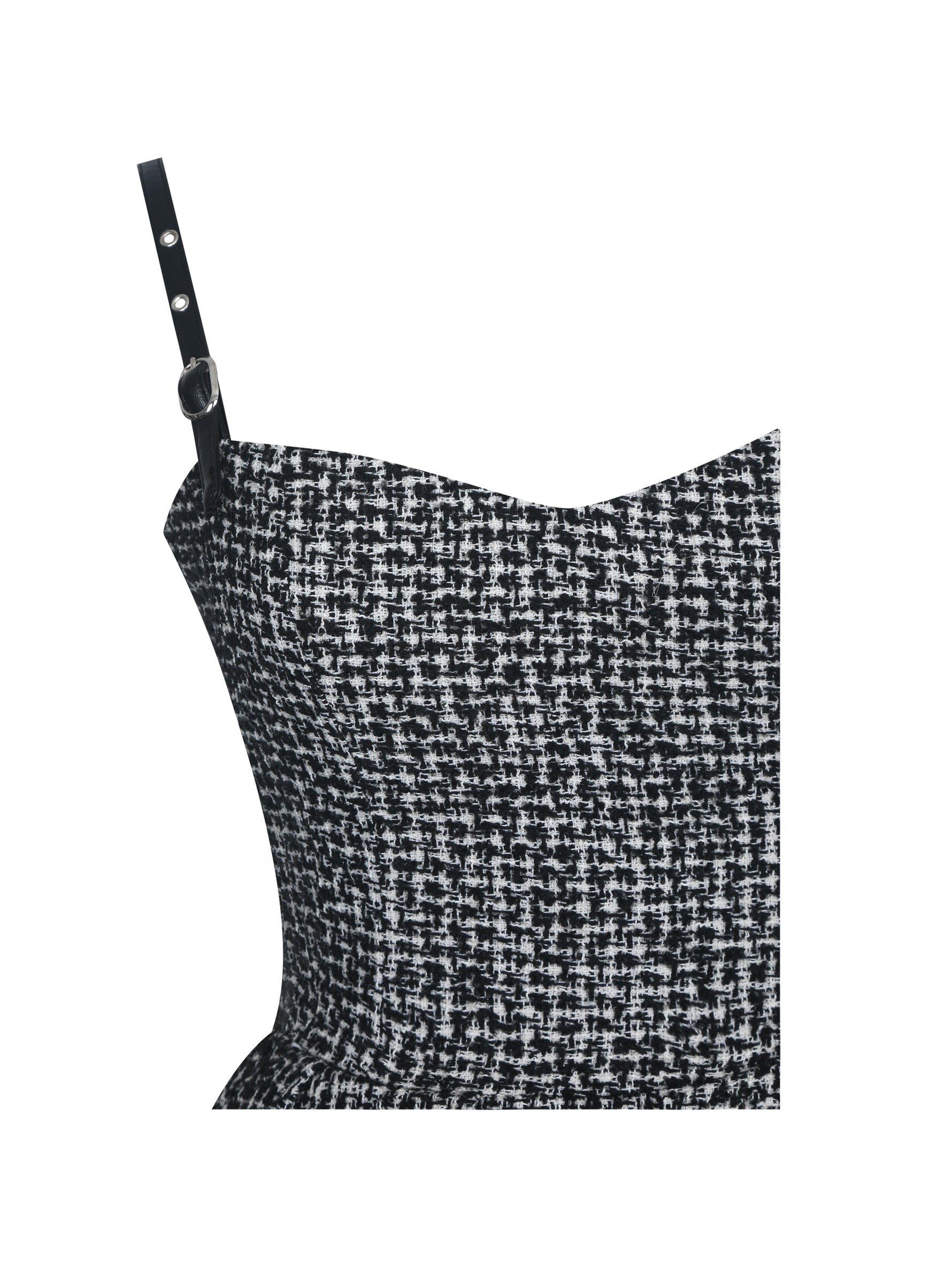 Katalina Black & White Tweed Backless Midi Dress