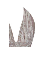 Nancie Apricot Beaded Halter Peplum Ruched Maxi Dress