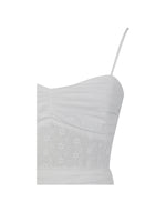 Maelis White Eyelet Drop Waist Cotton Midi Dress