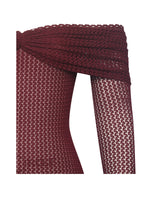 Kaedyn Burgundy Off Shoulder Long Sleeve Crochet Mermaid Maxi Dress Miss Circle