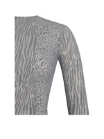 Waylynn Gray Animal Print Burnout Velvet Detail Mesh Backless Maxi Dress