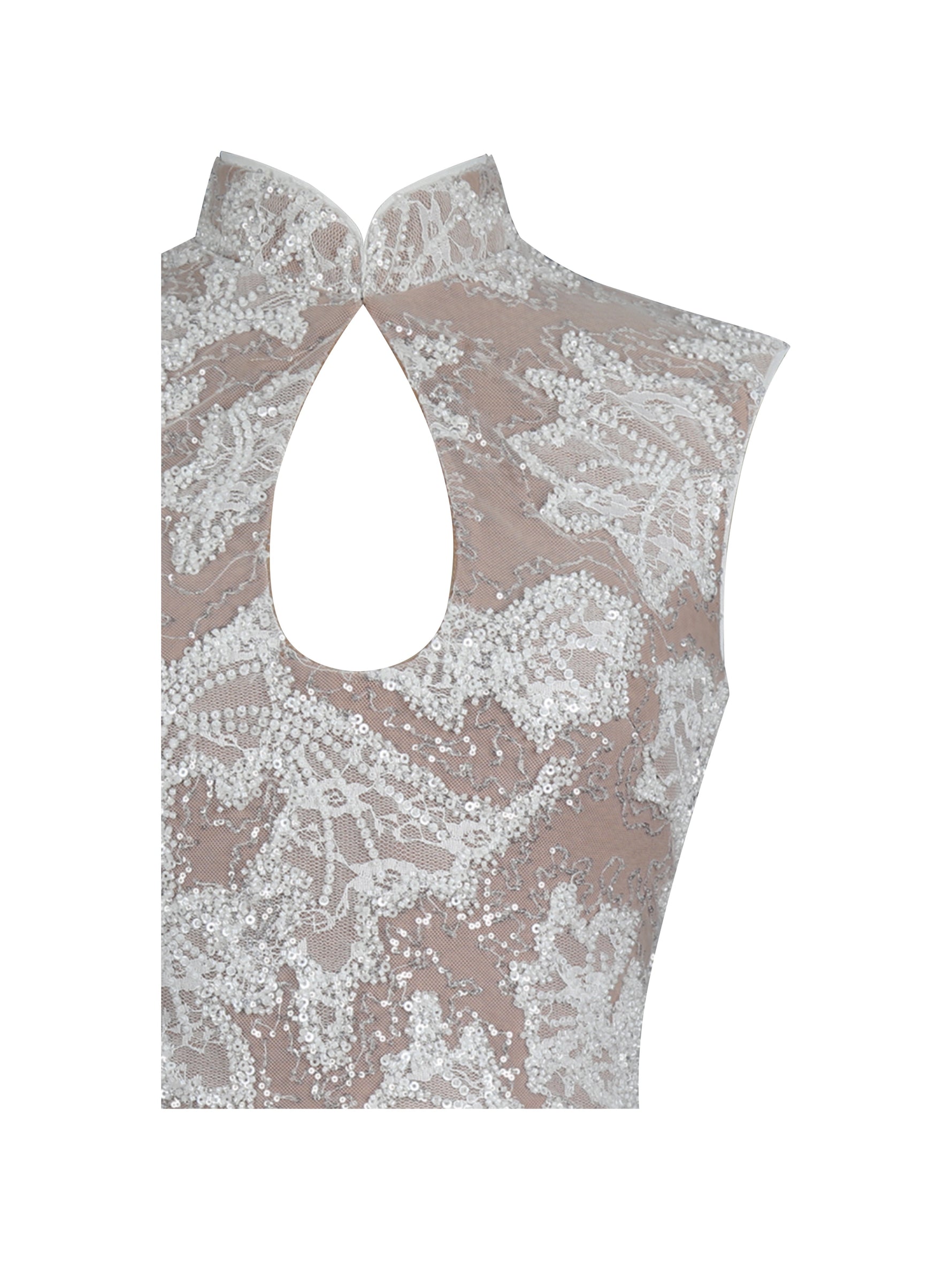 Tavia White Beaded Teardrop Neckline Maxi Dress Miss Circle