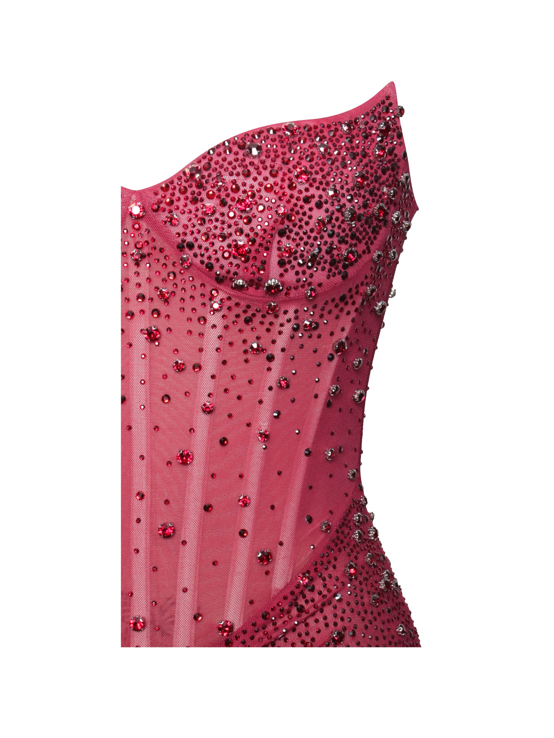 Fatima Burgundy Crystal Sleeveless Corset Mermaid Maxi Dress Miss Circle