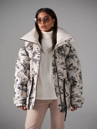 Monochrome Jacquard Down Fill Coat - By Baano