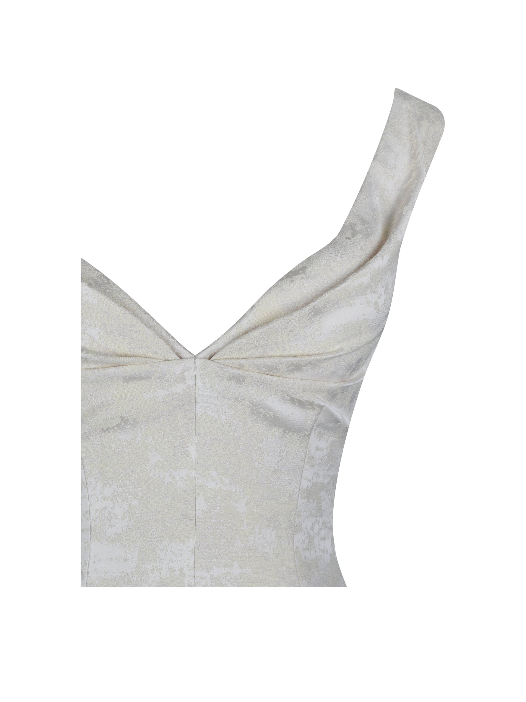 Chelsea Ivory Jacquard Ruched Bust Sweetheart Midi Dress Miss Circle